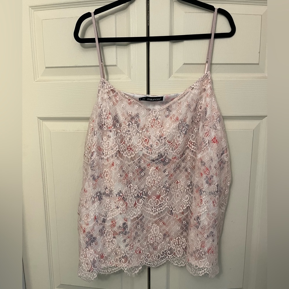Maurices Plus Size 3X Pink Floral Lace Cami